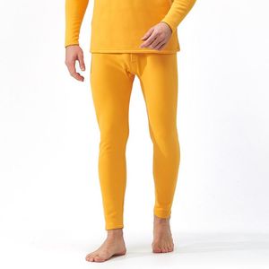 黄色男士保暖裤单件加肥加大码棉质保暖上衣秋衣秋裤高腰加绒加厚