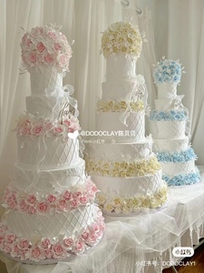先卓仿真多层高层大型婚礼婚庆鲜花甜品台仿真蛋糕模型摆件网红橱