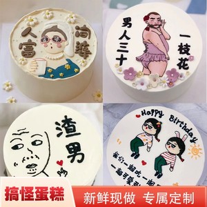 搞怪生日蛋糕同城配送全国上海北京恶搞男女网红创意定制整蛊蛋糕