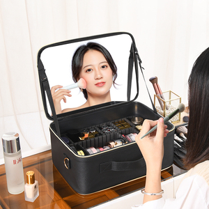 化妆包女带镜子2024新款大容量高级感手提便携网红旅行品收纳箱