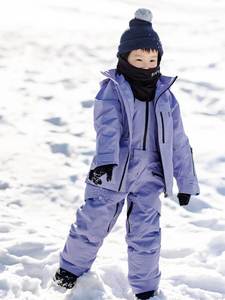 awka儿童滑雪裤女童男童背带款防水加厚单板防雪专业雪地裤子保暖