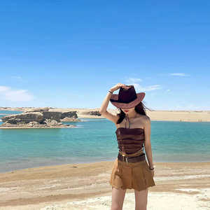 新疆西藏旅游穿搭西部牛仔辣妹套装大西北沙漠废土风半身裙短裙子