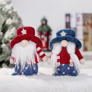 可爱圣诞无脸娃娃橱窗派对道具带帽公仔美国国庆装饰品