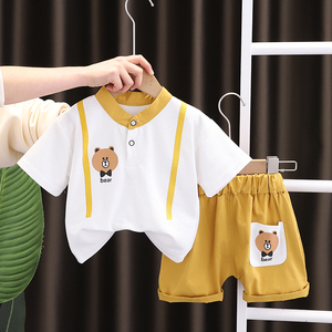 拉比新生婴儿衣服可爱纯棉短袖短裤8两件套9个月1一2岁男宝宝夏装