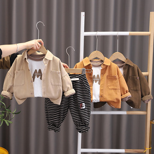 婴儿衣服春季韩版运动外穿三件套小童6七8九个月一周岁男宝宝春装