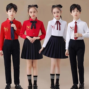 六一儿童演出服说唱中国红爱国班服诗歌朗诵中小学生大合唱套装新