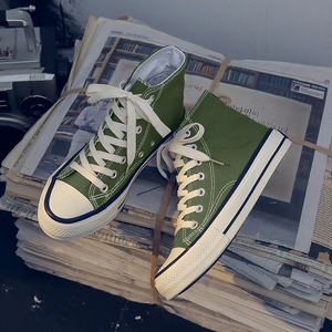 STAR匡威橄榄绿色高帮帆布鞋女泫雅风学生潮鞋子2024新款百搭板鞋
