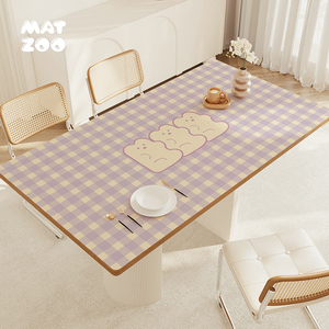 MATZOO 紫色家用皮革防滑桌布餐桌垫隔热防烫茶几电视柜防水防油