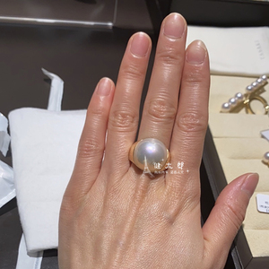 日本代购 TASAKI 塔思琦 简约 设计 18K黄金 大颗 马贝 珍珠 戒指