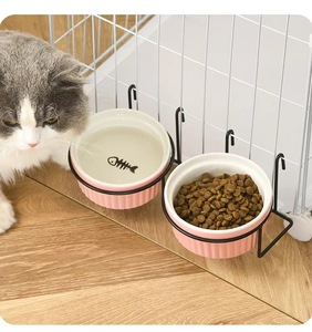 陶瓷碗碗猫用猫碗猫食盆狗盆狗碗猫咪水碗宠物碗斜口碗喝水喂食器
