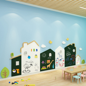幼儿园环创大厅走廊楼梯墙面装饰教室主题文化毛毡背景布置磁板画