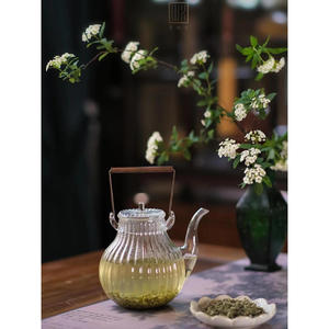 菊瓣壶提梁壶玻璃煮茶壶办公室围炉煮水果茶养生绿红茶壶下午茶具