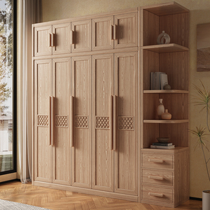 白蜡木实木衣柜北欧风现代简约卧室大衣橱主卧家具大容量储物柜