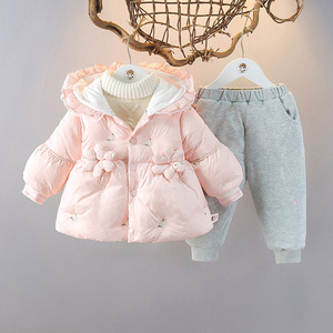 戴维贝拉新生婴儿衣服冬季两件式衣女宝宝加厚棉衣外出服套装周岁