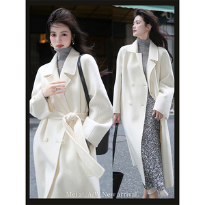 现货 | 梅子熟了【曼哈顿】100羊毛羊绒白色中长款大衣外套女秋冬