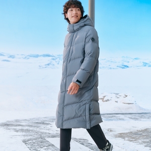 Skechers斯凯奇冬男装新款舒适保暖梭织长款连帽羽绒外套L423M164