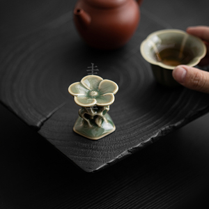 圭隐堂越窑青瓷手工创意茶壶盖置盖托家用复古功夫茶道零配摆件