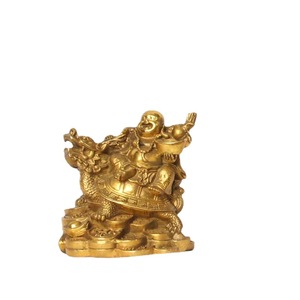 铜器铜工艺品摆件龙龟笑佛弥勒佛堂摆件 骑龟笑佛
