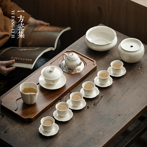草木灰盖碗茶具套装家用陶瓷茶壶茶杯整套办公室喝茶带茶盘新款