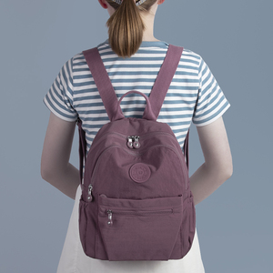 法国MKPREF新款双肩包女式尼龙布休闲旅游逛街包包纯色大学生背包
