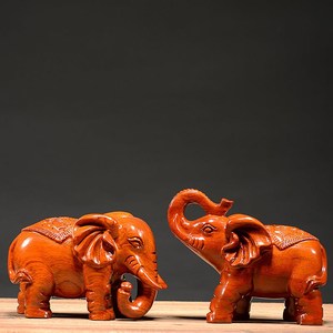 木雕大象摆件象一对花梨木实木大象红木雕刻乔迁家居装饰工艺礼品