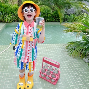 男童海边度假风夏季套装儿童宝宝洋气时髦短袖衬衫沙滩短裤两件套