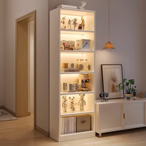 书柜书架落地靠墙置物架整墙收纳储物柜简易书房一体松木加高