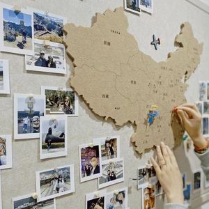 中国旅行足迹打卡地图标记墙墙贴全国世界旅游城市地图毛毡照片墙