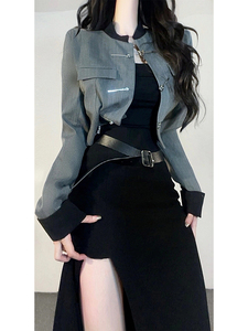 韩版小香风新中式立领西装外套女早秋新款高级感气质百搭短款上衣