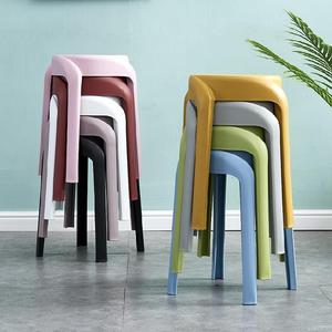 家用塑料凳子高脚圆凳餐椅风格北欧椅圆櫈子ins小板凳圆形登方凳