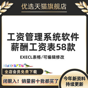 工资管理系统软件薪酬工资表工资条带公式自动计算Excel表格模板电子版资料核算个税社保明细部门查询汇总考勤发放凭证自动生成品