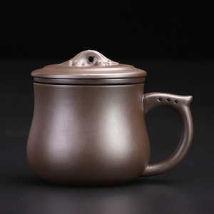紫砂办公杯茶杯个人专用喝水杯300ml陶瓷带过滤内胆茶水分离杯