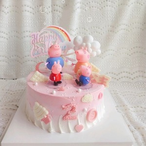 小猪佩奇一家四口佩琪乔治蛋糕烘焙装饰摆件田园风猪宝宝周岁生日