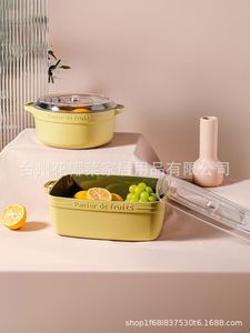 厨房创意双层镂空水果盘家用大号沥水篮洗菜篮透明带盖果盘火锅盘