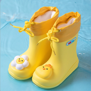 冬季加绒保暖儿童雨鞋可爱男童女童宝宝防水雨靴轻便防滑耐磨胶鞋