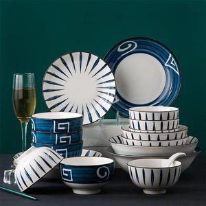 景德镇官方旗舰店陶瓷日式和风碗盘碟餐具套装家用碗盘鱼盘子骨瓷