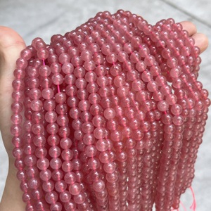 天然石优化草莓晶圆珠 散珠子串珠手链项链半成品diy饰品手工配件