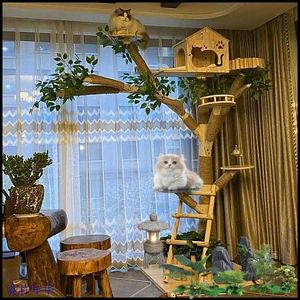 猫爬架猫窝一体全套猫咪玩具耐磨不掉屑树形猫抓柱猫爬架香樟实木
