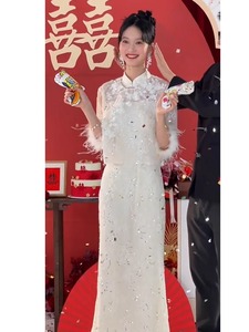 改良旗袍女冬季新中式国风名媛气质订婚回门敬酒礼服小香风套装裙