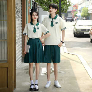初中生班服夏季韩版短袖t恤小学生五六年级学院风毕业照女裙套装