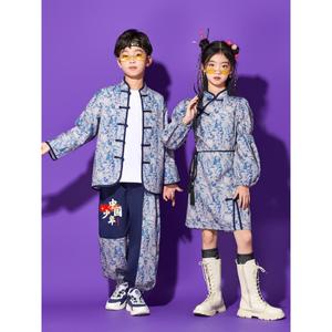 中国风童演出服男装童街舞套表演服儿中小学运动会生服装LHN国潮