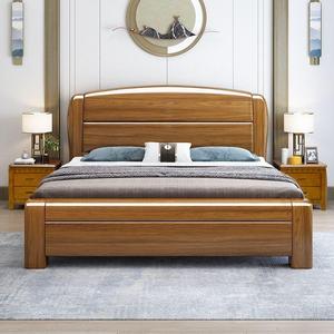 清仓加厚胡桃木实木床出租房床双人1.8x2米主卧床1.5米耐用大床