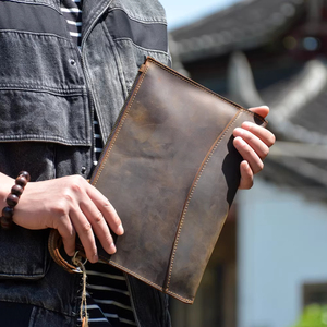 法莱阿玛尼男士手拿包纯牛皮高端奢侈品牌真皮大容量手拎信封包包