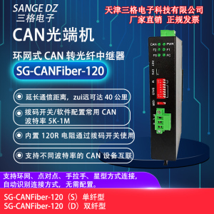 三格电子CAN转光纤光端机工业级总线或环网式收发器转换器中继器