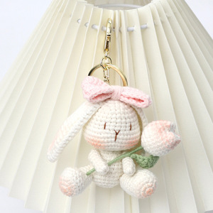 【成品】手工编织diy郁金香兔子玩偶挂件毛线钩织钥匙扣礼物