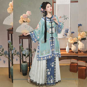 新款猫神原创清汉女格格服马面裙对襟圆领复古风民族清代宫廷套装