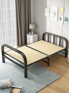 折叠床单人实木床板家用简易床结实折叠铁床成人1.2米小床双人床6