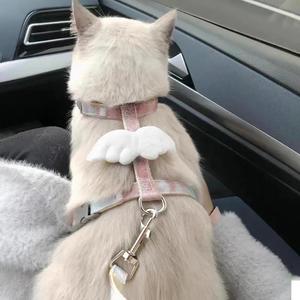 猫咪牵引绳可调节遛猫绳子可爱翅膀幼猫外出专用胸背带宠物狗用品
