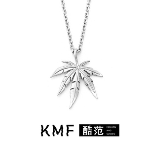 KMF旗舰店枫叶项链男女同款钛钢不掉色朋克潮流嘻哈高级感卫衣链