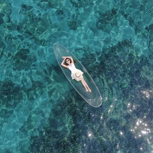 PC透明船双人皮划艇网红玻璃船泳池透明船景区水上乐园游玩手划船